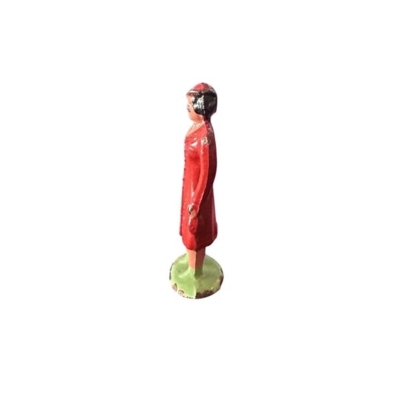 Barclay Lead Figure, Vintage Woman In A Red Dress 1950s Lead Toy 1.75" Tall - Picture 2 of 6